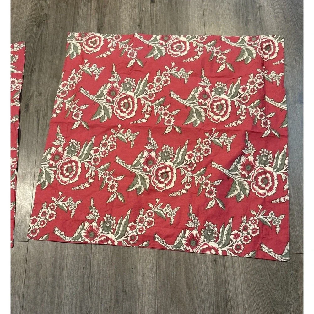 POTTERY BARN B + B Bed and Bath Red Floral Euro Pillow Set Shams Cottagecore